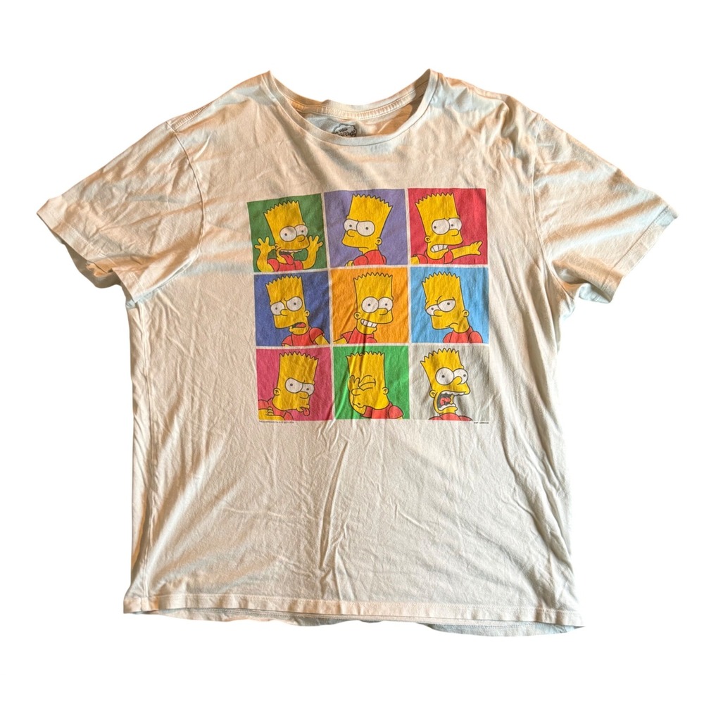The Simpsons Bart Pop Art Graphic T-Shirt Mens XL White 9-Grid Expressions
